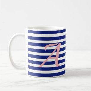 Gestreepte Mok Blauw Wit  Personaliseren