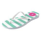 Gestreepte monogram in Zee Schuim & Roze Teenslippers (Schuin)
