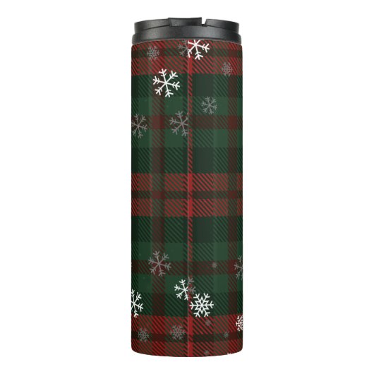 Gestreepte monogram Snowflakes Rustige naam Thermosbeker (Achterkant)