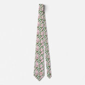 Gestreepte Monogrammed Cherry Blossom Bloemen Stropdas (Voorkant)