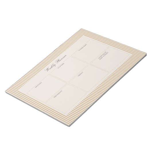 Gestreepte Mosterd Weekly Planner tearaway notitie Notitieblok (Schuin)