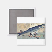 Gestreepte mul Bora van Ando, Hiroshige Ukiyoe Magneet (Voorkant / Achterkant)