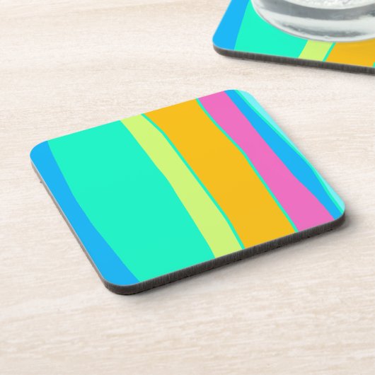 Gestreepte multicolleur bier onderzetter (Linkerzijde)