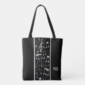 Gestreepte Muzieknoten zwart-wit Tote Bag (Achterkant)