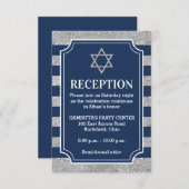 Gestreepte Navy, Grijze Bar Mitzvah Party Kaart (Voorkant / Achterkant)