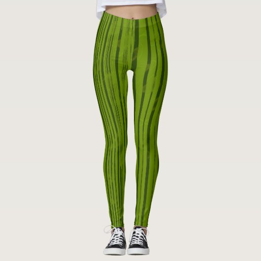 gestreepte olijf leggings (Voorkant)