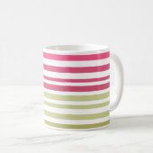 gestreepte olijf roze  koffiemok (Voorkant rechts)