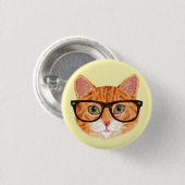 Gestreepte Oranje kat met bril Ronde Button 3,2 Cm (Voorkant /achterkant)