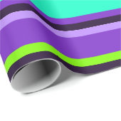 Gestreepte Paarse, Aqua & Chartreuse Modern Gift W Cadeaupapier (Rol Hoek)