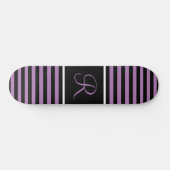 Gestreepte Paarse en zwarte Custom Initiaal Letter Persoonlijk Skateboard (Horizontaal)