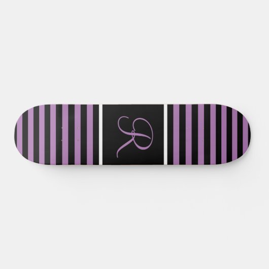 Gestreepte Paarse en zwarte Custom Initiaal Letter Persoonlijk Skateboard (Horizontaal)