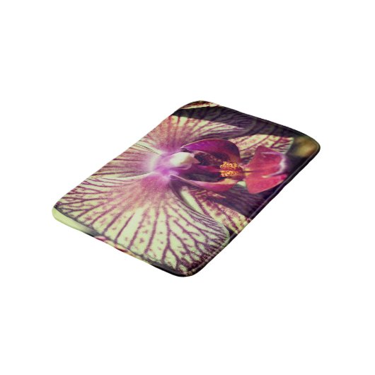 Gestreepte Paarse orchidee ventilator dicht Badmat (Gekanteld)
