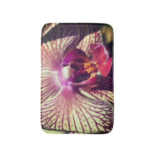 Gestreepte Paarse orchidee ventilator dicht Badmat (Voorkant Verticaal)