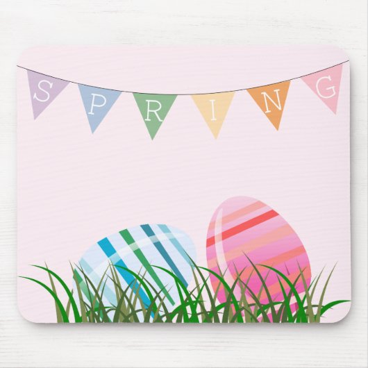 Gestreepte paaseieren Lavendel Mousepad Muismat (Voorkant)