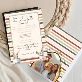 Gestreepte paashaas met aangepaste foto kaart