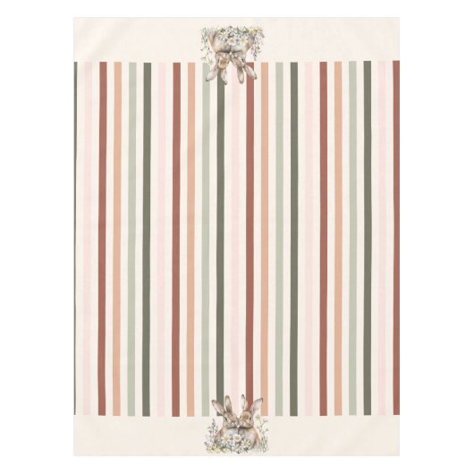 Gestreepte pastel Bunny Border Spring Tafelkleed (Voorkant)