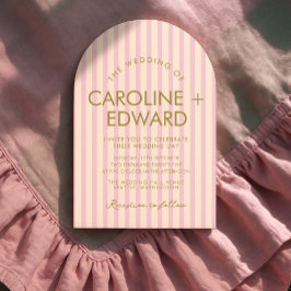 Gestreepte pastelboog bruiloft kaart