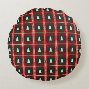 Gestreepte Patchwork Kerstboom Patroon Rond Kussen