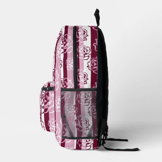 Gestreepte patroon met rozen bedrukte rugzak (Rechts)
