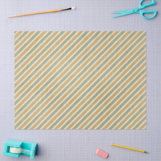  gestreepte patroon roestvast blauwgroen, goudcrèm tissuepapier (Craft)