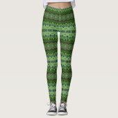 Gestreepte Peacock Mandala Kaleidoscoop Medaillon Leggings (Voorkant)