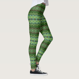 Gestreepte Peacock Mandala Kaleidoscoop Medaillon Leggings