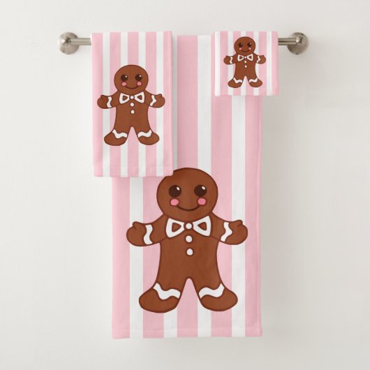 Gestreepte peperkoek badhanddoek set bad handdoek (Insitu)
