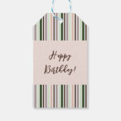 Gestreepte perzik groene taupe gepersonaliseerd cadeaulabel (Achterkant)