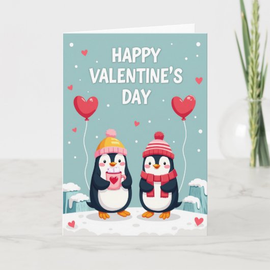 Gestreepte Pinguïns Valentijnsdagkaart Kaart (Voorkant)