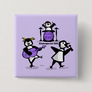 Gestreepte Pinguïns Vierkante Button 5,1 Cm
