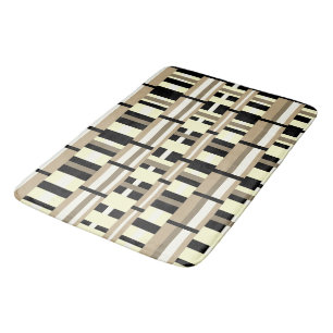 Gestreepte plaid in taupe, tan, zwart, wit modern badmat