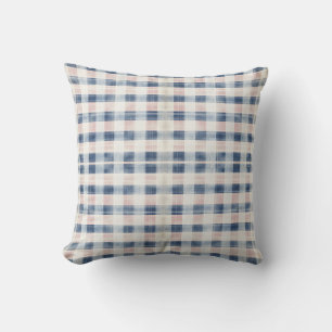 Gestreepte plaid roze en blauw grijs kussen