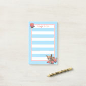 Gestreepte poes kat en rozen post-it® notes (Op bureau)