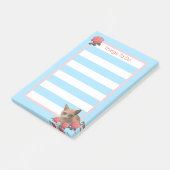 Gestreepte poes kat en rozen post-it® notes (Schuin)