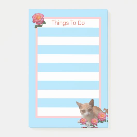 Gestreepte poes kat en rozen post-it® notes (Voorkant)
