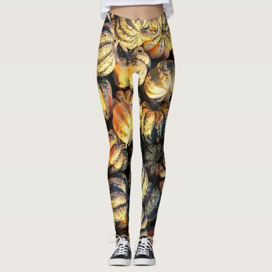 Gestreepte Pompoenen Cluster Leggings (Voorkant)
