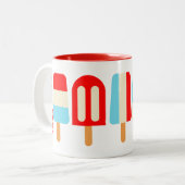 Gestreepte Popsicles - Gepersonaliseerde microfoon Tweekleurige Koffiemok (Voorkant links)
