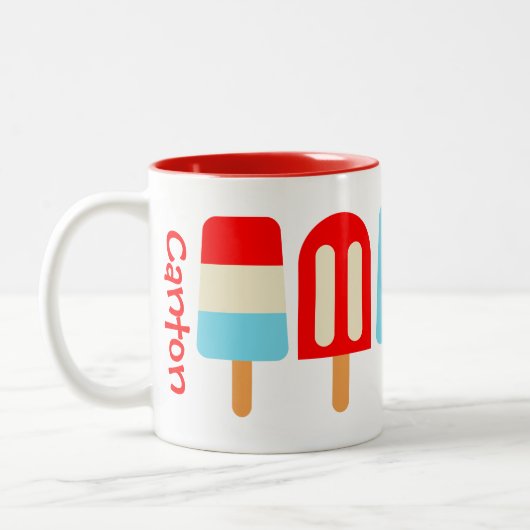 Gestreepte Popsicles - Gepersonaliseerde microfoon Tweekleurige Koffiemok (Links)