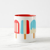 Gestreepte Popsicles - Gepersonaliseerde microfoon Tweekleurige Koffiemok (Center)