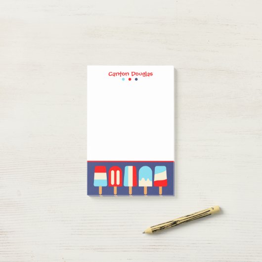 Gestreepte Popsicles Personalized Post-it Notitieb Post-it® Notes (Op bureau)
