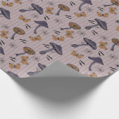 Gestreepte Pruim Halloween Paddestoel en Vlinder Cadeaupapier (Hoek)