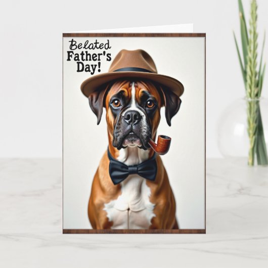 Gestreepte Pup Vaderdag kaart (Voorkant)