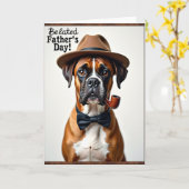 Gestreepte Pup Vaderdag kaart (Gele Bloem)