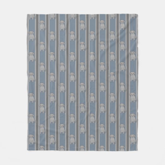 Gestreepte Puppy Fleece Deken (Voorkant)