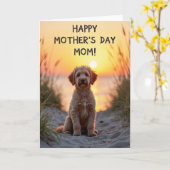 Gestreepte Puppy Zonsondergang Kaart (Gele Bloem)