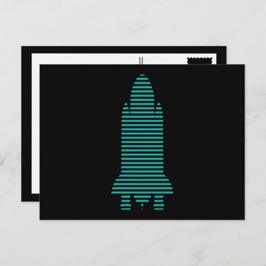 gestreepte raket briefkaart (Voorkant / Achterkant)