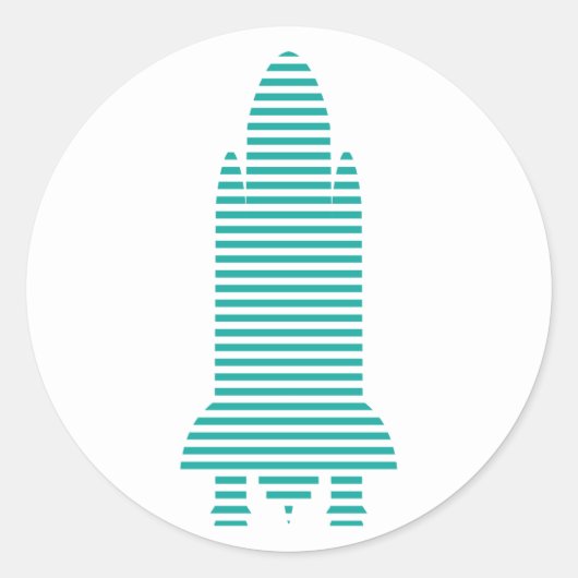 gestreepte raket ronde sticker (Voorkant)