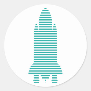 gestreepte raket ronde sticker