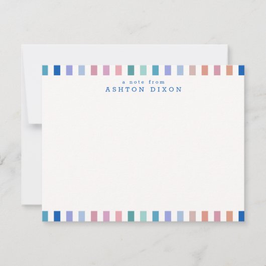 Gestreepte Rand Blauwe Accent Moderne Notitiekaart Notitiekaartje (Voorkant)