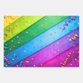 Gestreepte Regenboog met confetti Inpakpapier Vel (Voorkant 3)